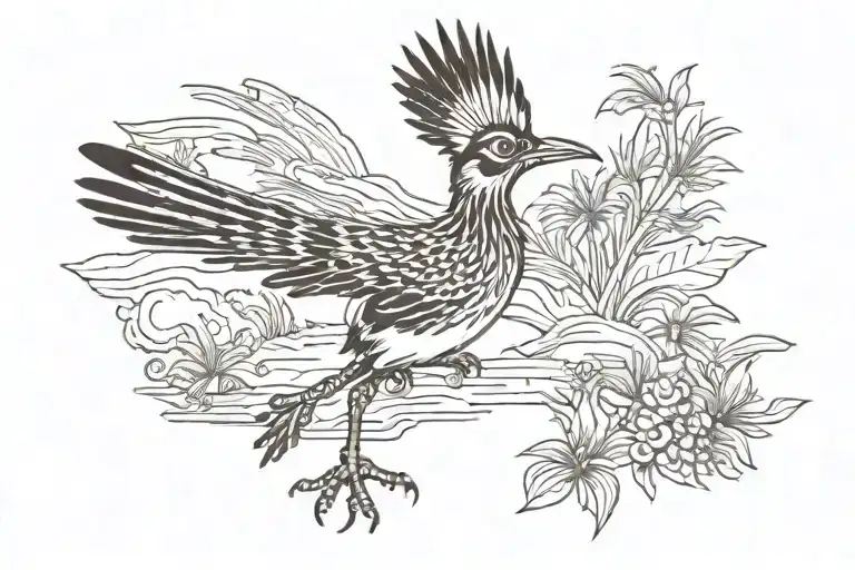 roadrunner sprinting through a desert tattoo design idea