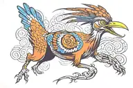 roadrunner running with snake in its mouth  tattoo design idea