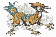 roadrunner running with snake in its mouth  tattoo design idea