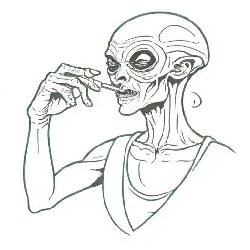 a hiphop artist alien smoking weed tattoo design idea