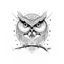 Owl skull surrounded by intricate geometric patterns tattoo design idea