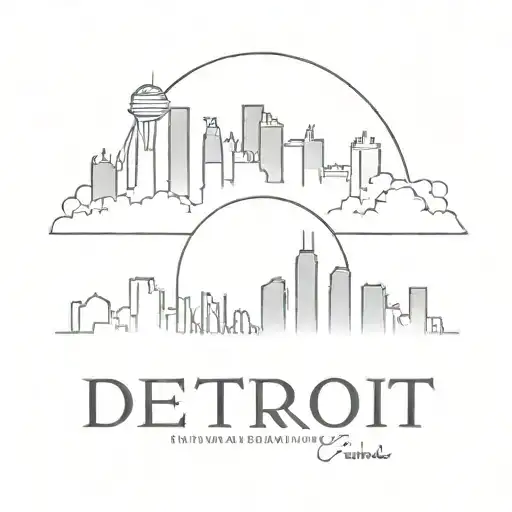 A minimalist tattoo design of the Detroit skyline with a subtle Los Angeles skyline silhouette, representing the client's favorite cities tattoo design idea