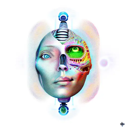 Human vs artificial intelligence, highest quality  tattoo design idea