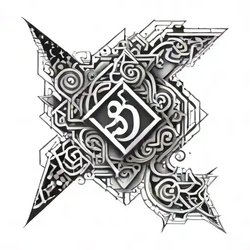 A geometric design incorporating the number '3D2Y' in a creative way tattoo design idea