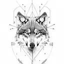 Wolf with a Taurus symbol and forest tattoo design idea