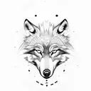 Wolf with a Taurus symbol and forest tattoo design idea