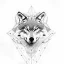 Wolf with a Taurus symbol and forest tattoo design idea