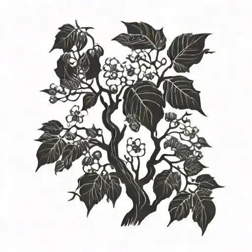 Plum tree silhouette tattoo design idea