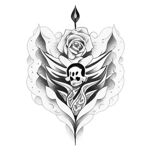 coffin with a couple of lovers tattoo design idea