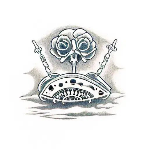 coffin with two skeletons - girl and boy tattoo design idea