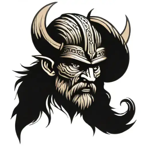 Viking head made from lines tattoo design idea