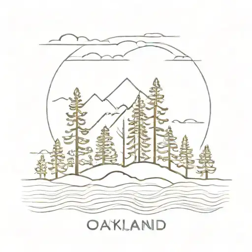 Oakland tree Tahoe backdrop with water or swimming inspiration tattoo design idea