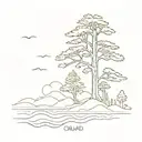 Oakland tree Tahoe backdrop with water or swimming inspiration tattoo design idea