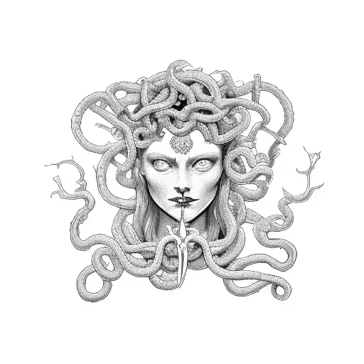 Medusa books tarot card tattoo design idea