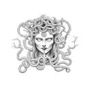 Medusa books tarot card tattoo design idea