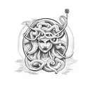 Medusa books tarot card tattoo design idea