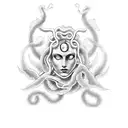 Medusa books tarot card tattoo design idea