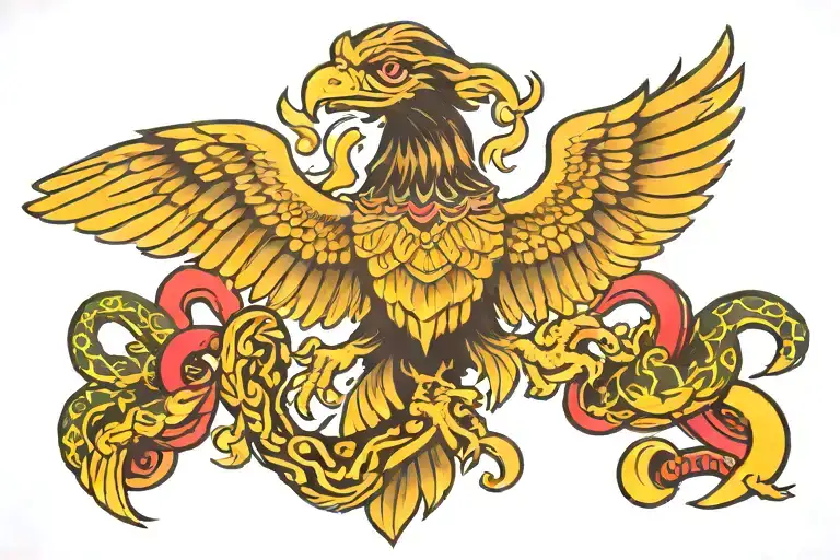 mexico eagle and snake  tattoo design idea
