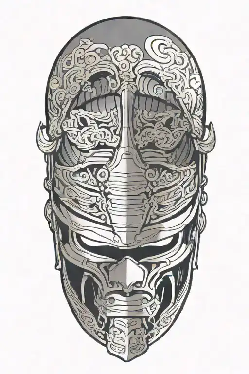 kabuto helmet with Japanese background  tattoo design idea