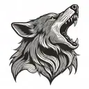 A wolf howling at the moon in a traditional Japanese woodblock print style tattoo design idea