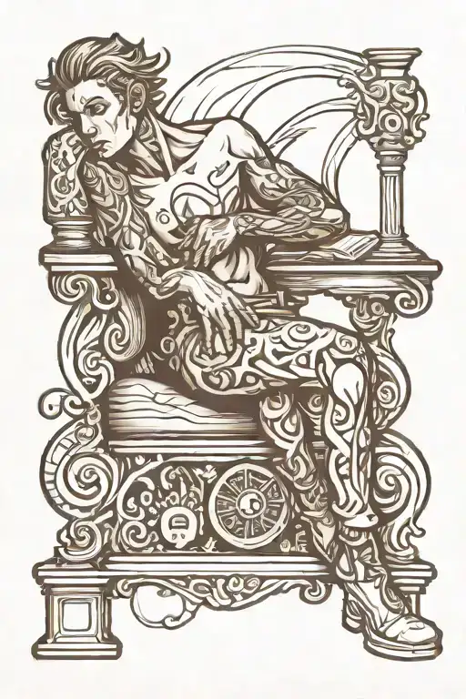 logo and thought sitting alone tattoo design idea