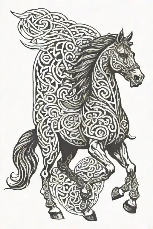 Celtic horse design combining elements tattoo design idea