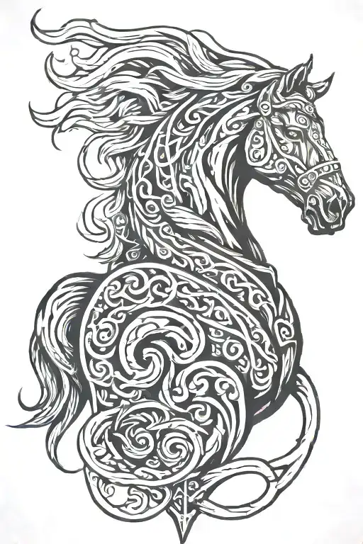 viking horse head tattoo design idea