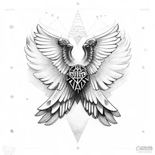  condor with spreaded wings, an Andean cross on the background  tattoo design idea