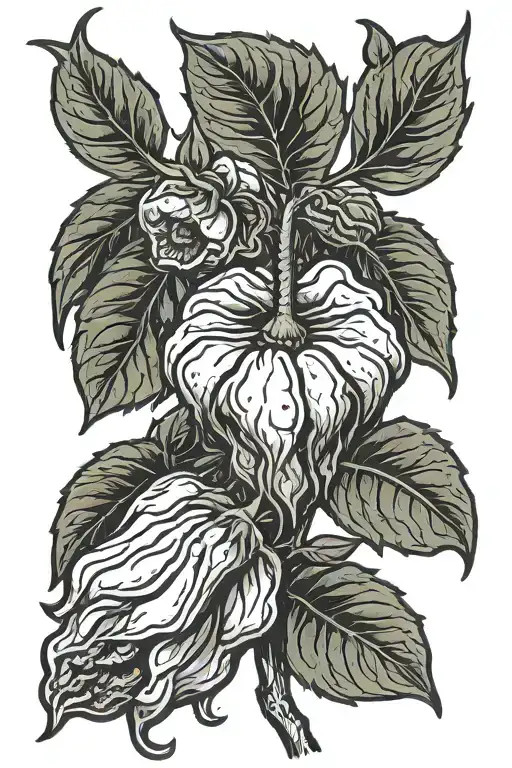 Carolina reaper pepper plant tattoo design idea
