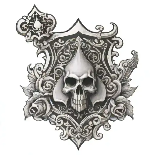 Ace of spades with skulls tattoo design idea