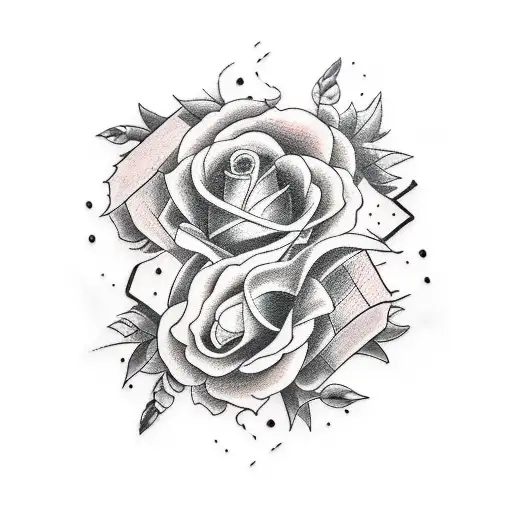 A new-school tattoo of a guitar and piano merging together with vibrant autumn colors tattoo design idea