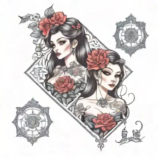 cute girls in revealing clothes tattoo design idea