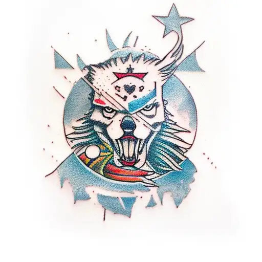 lobo con brujula  tattoo design idea