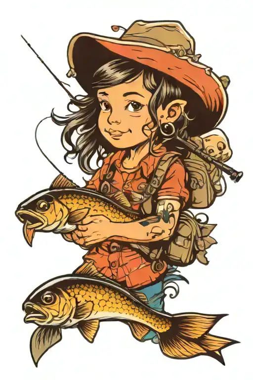 rv camping, children, friends, , fishing rod tattoo design idea