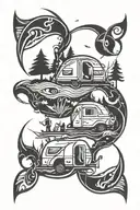 camping, children, friends, , fishing hook tattoo design idea