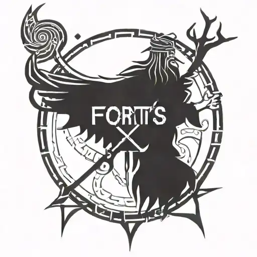 fortis fortuna adiuvat in text mixed with skandinavian gods like odin and thor  tattoo design idea