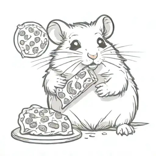 hamster eating pizza tattoo design idea