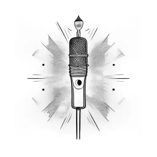 A tattoo of a paintbrush and microphone crossed, symbolizing your love for painting and singing tattoo design idea