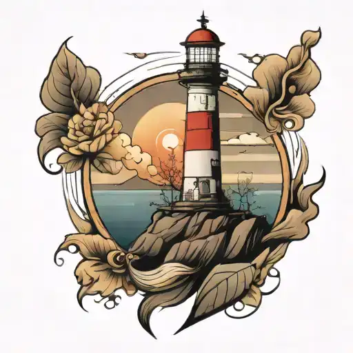 lighthouse standing tall amidst tattoo design idea