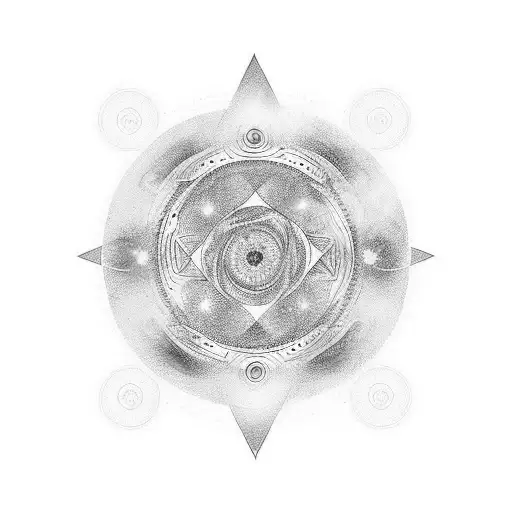 tambor con auroras espirituales y vibraciones musicales  tattoo design idea