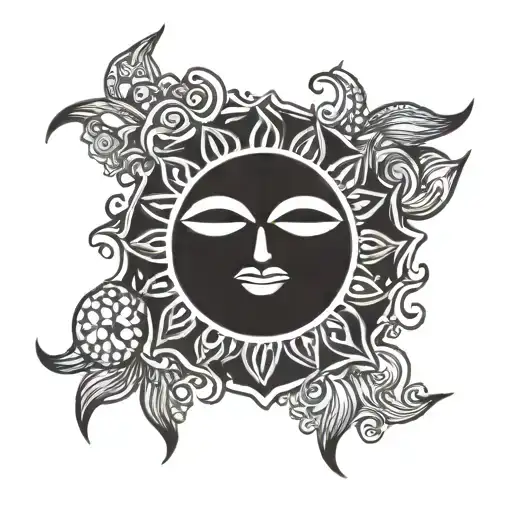 hippie sun symbol tattoo design idea