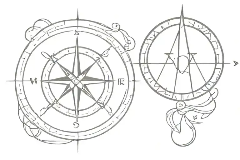 greek compass tattoo design idea
