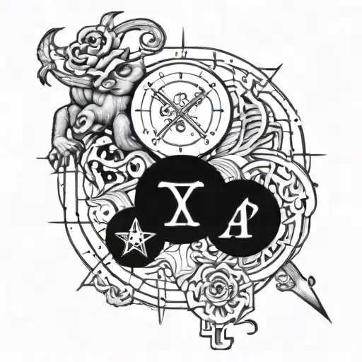 acquarius and gemini and sagittarius and aries zodiac signs for inner left arm in a 2x2 grid tattoo design idea