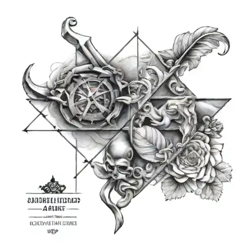 acquarius and gemini and sagittarius and aries inner left arm in a 2x2 grid tattoo design idea