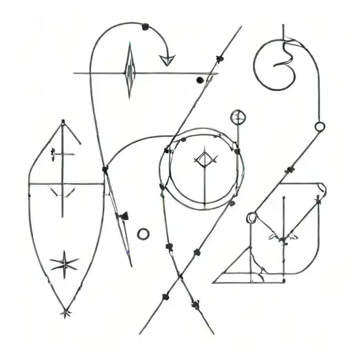 acquarius and gemini and sagittarius and aries zodiac signs for inner left arm in a 2x2 grid tattoo design idea