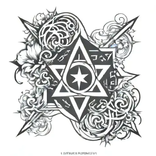 Unicursal Hexagram, Yin Yang tattoo design idea