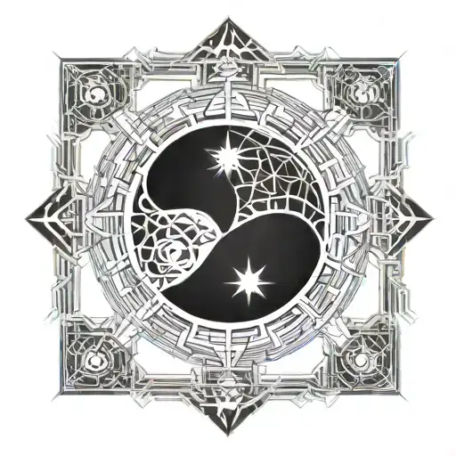 Yin Yang Unicursal Hexagram  tattoo design idea