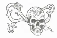 skull and crossbone with waves in the background tattoo design idea