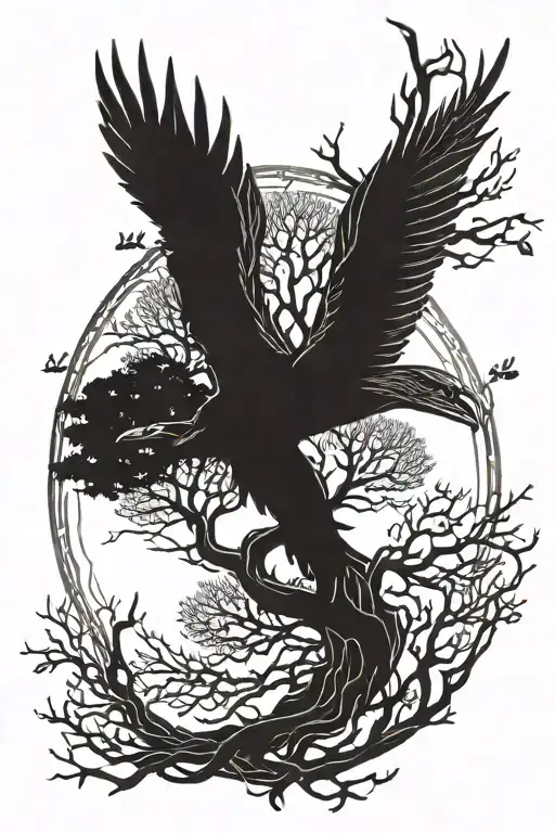 yggdrasil tree hugin munin gere freke tattoo design idea