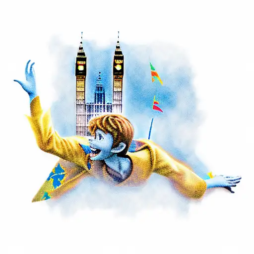 Peter Pan and Big Ben  tattoo design idea